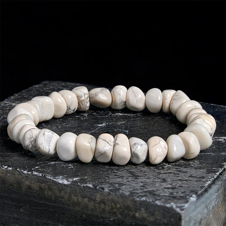 Buddha Stones Weiß Türkis Unregelmäßige Blöcke Mut Armband