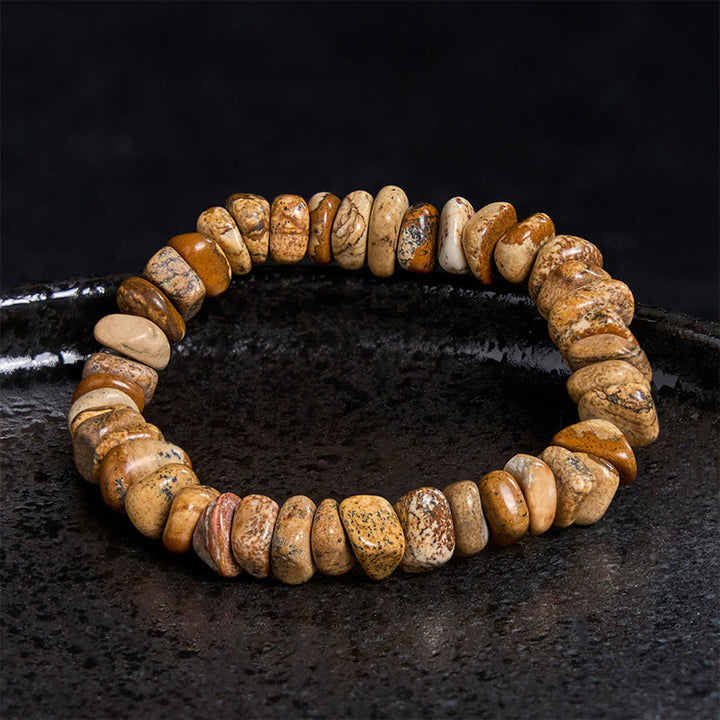 Buddha Stones Bildjaspis Unregelmäßige Blöcke Balance Armband