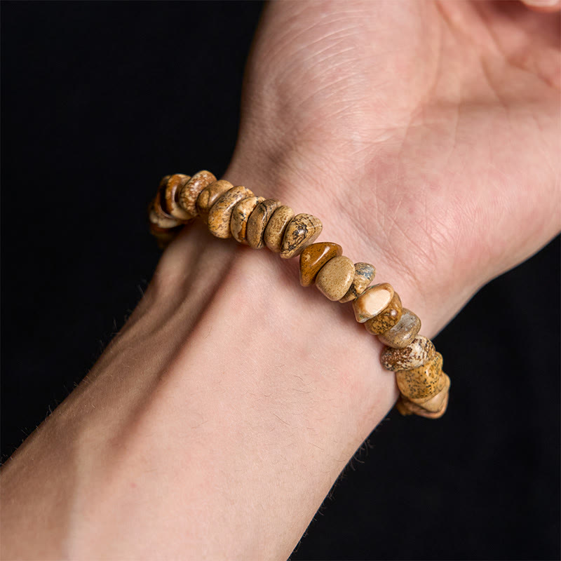 Buddha Stones Bildjaspis Unregelmäßige Blöcke Balance Armband