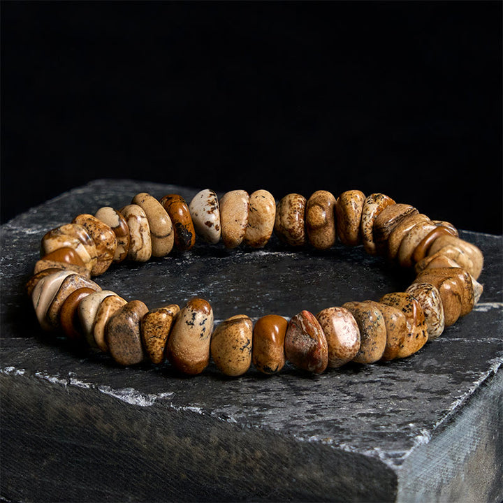 Buddha Stones Bildjaspis Unregelmäßige Blöcke Balance Armband