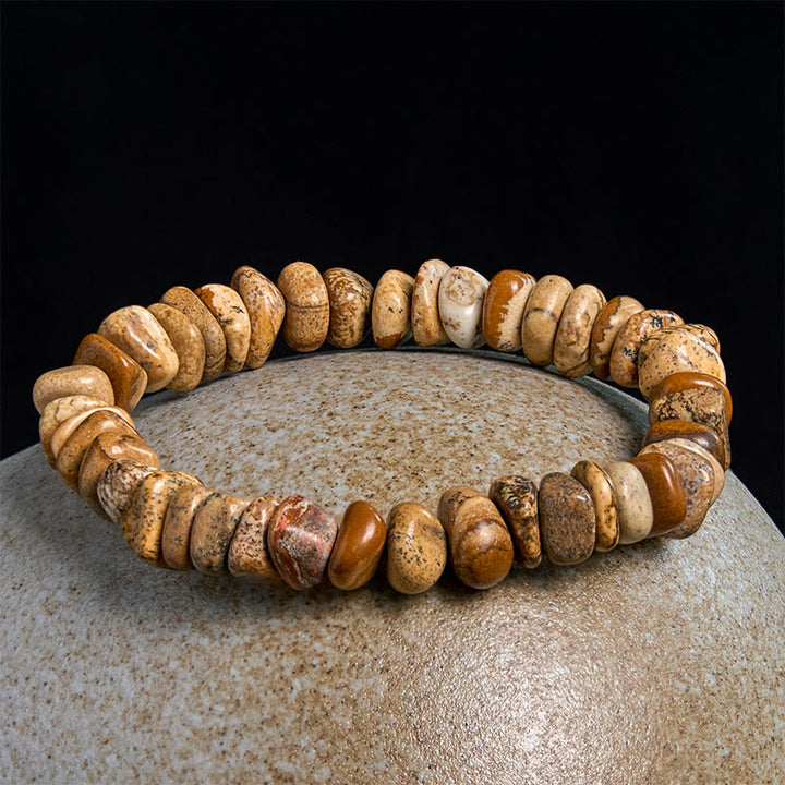 Buddha Stones Bildjaspis Unregelmäßige Blöcke Balance Armband