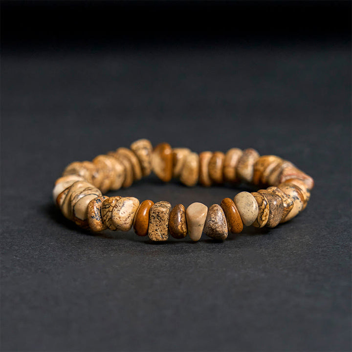 Buddha Stones Bildjaspis Unregelmäßige Blöcke Balance Armband