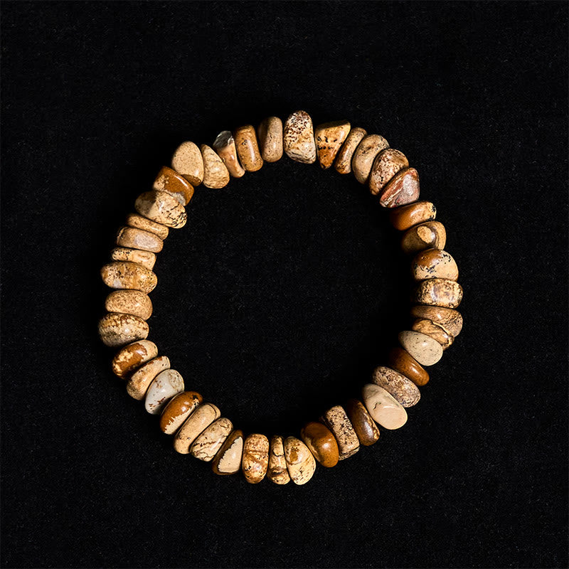 Buddha Stones Bildjaspis Unregelmäßige Blöcke Balance Armband