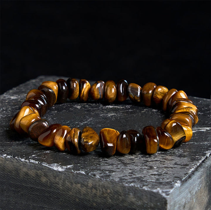 Buddha Stones Tigerauge Unregelmäßige Blöcke Mut Armband