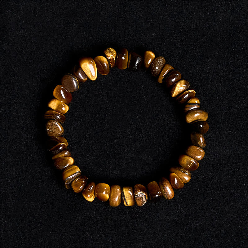 Buddha Stones Tigerauge Unregelmäßige Blöcke Mut Armband