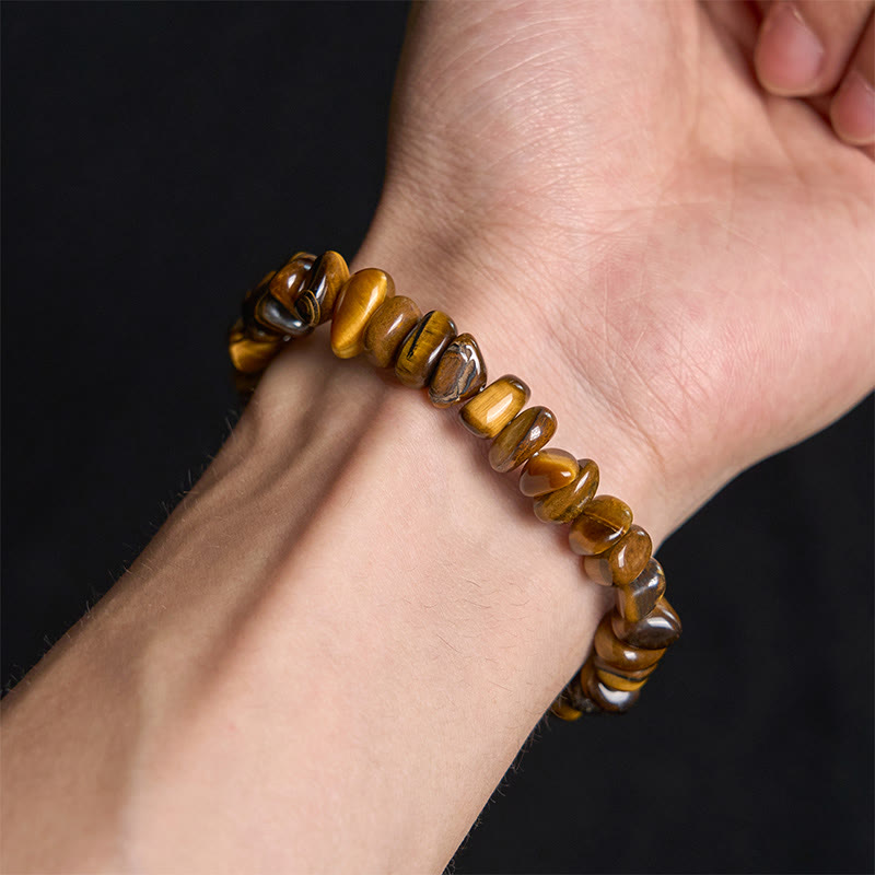 Buddha Stones Tigerauge Unregelmäßige Blöcke Mut Armband