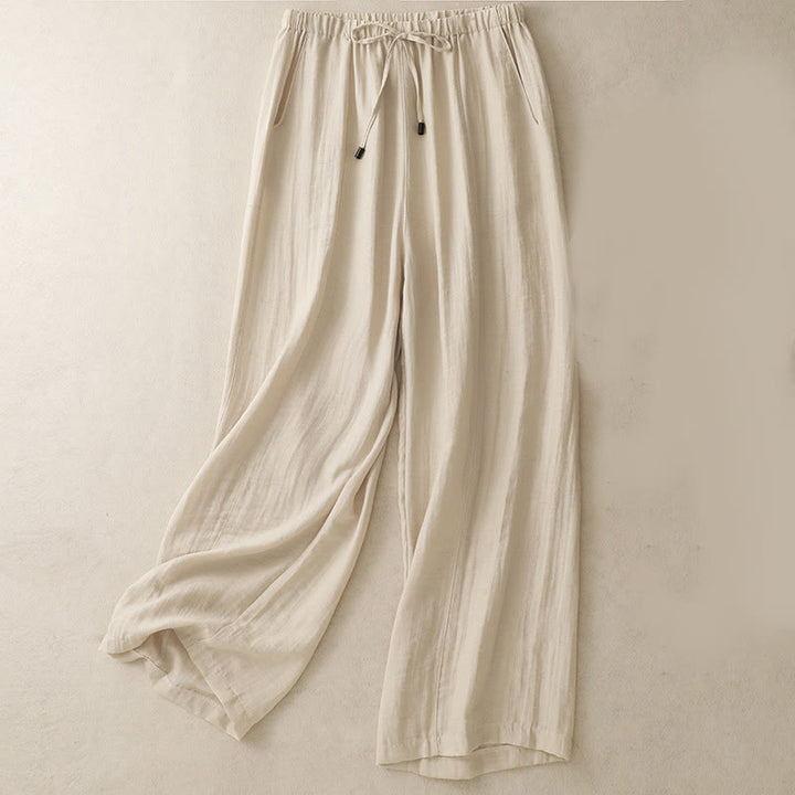 Buddha Stones Sommer-Hose mit Kordelzug und weitem Bein für Damen mit Taschen - Beige - US8-10， UK/AU12-14，EU40-42 (2XL) - image 7