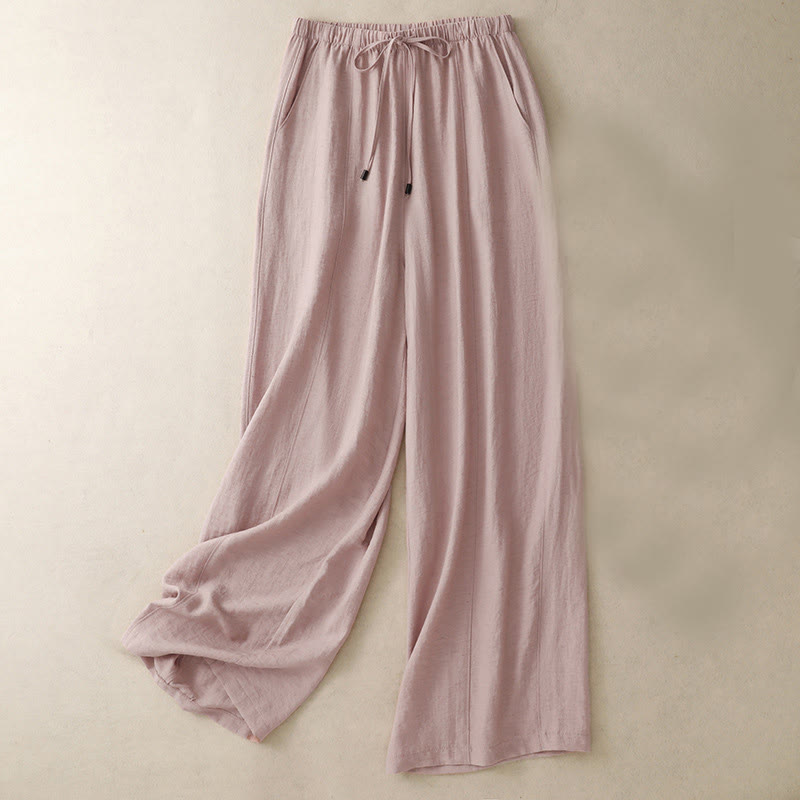 Buddha Stones Sommer-Hose mit Kordelzug und weitem Bein für Damen mit Taschen - Rosa - US8-10， UK/AU12-14，EU40-42 (2XL) - image 1