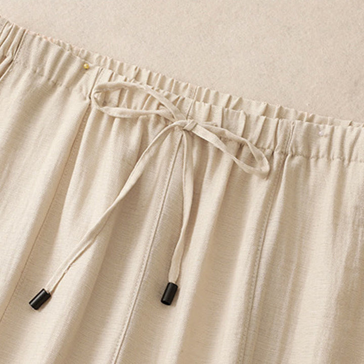 Buddha Stones Sommer-Hose mit Kordelzug und weitem Bein für Damen mit Taschen - image 9