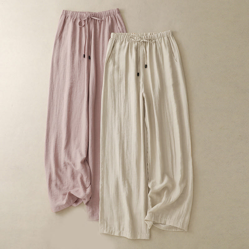 Buddha Stones Sommer-Hose mit Kordelzug und weitem Bein für Damen mit Taschen - image 16