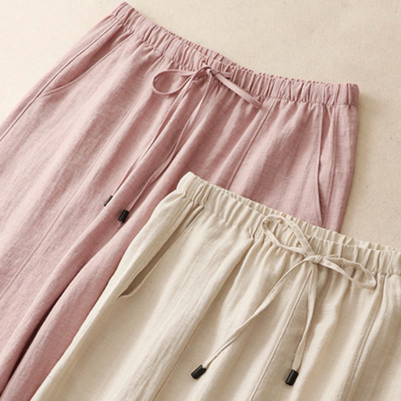 Buddha Stones Sommer-Hose mit Kordelzug und weitem Bein für Damen mit Taschen - image 17