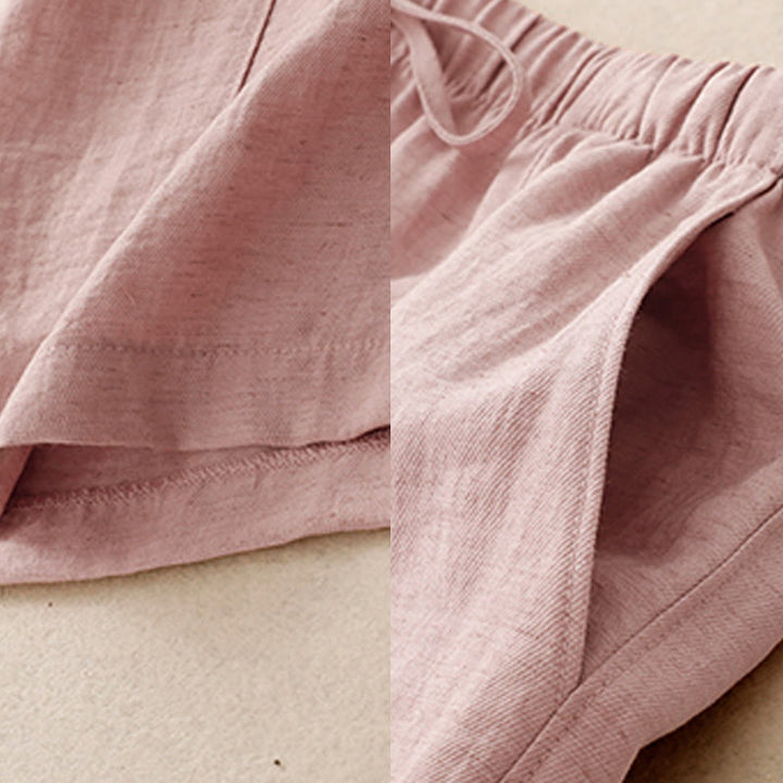 Buddha Stones Sommer-Hose mit Kordelzug und weitem Bein für Damen mit Taschen - image 4