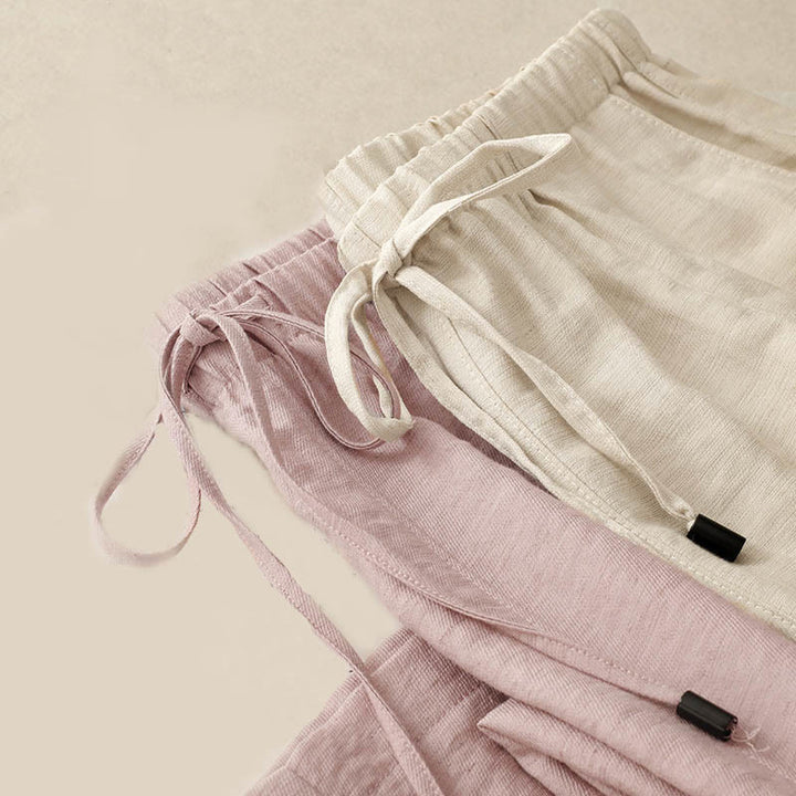 Buddha Stones Sommer-Hose mit Kordelzug und weitem Bein für Damen mit Taschen - image 18