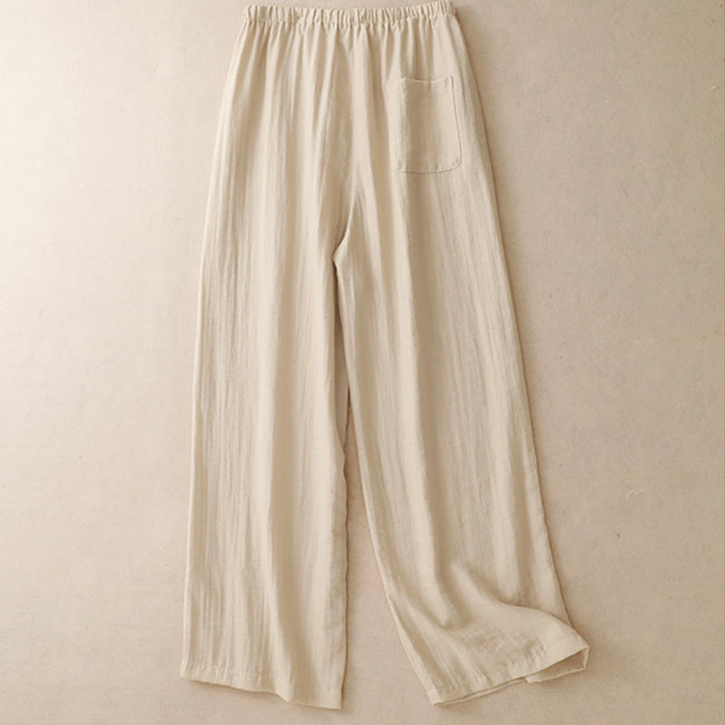 Buddha Stones Sommer-Hose mit Kordelzug und weitem Bein für Damen mit Taschen - image 8