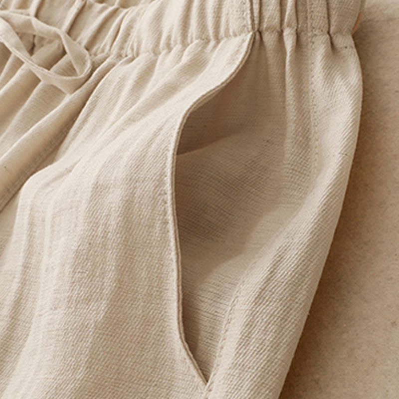 Buddha Stones Sommer-Hose mit Kordelzug und weitem Bein für Damen mit Taschen - image 10