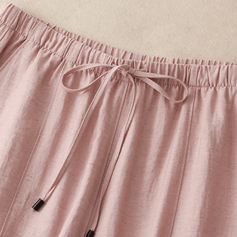 Buddha Stones Sommer-Hose mit Kordelzug und weitem Bein für Damen mit Taschen - image 2