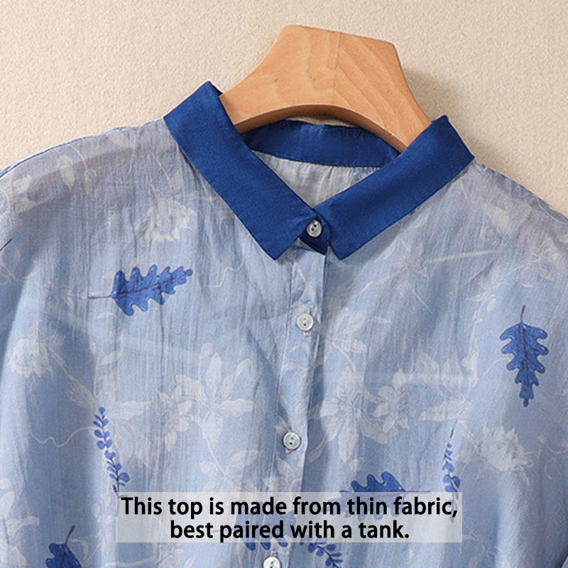 Buddha Stones Kleine Gelbe Blume Blätter Knöpfe Kurzarm Damen Shirt - image 11