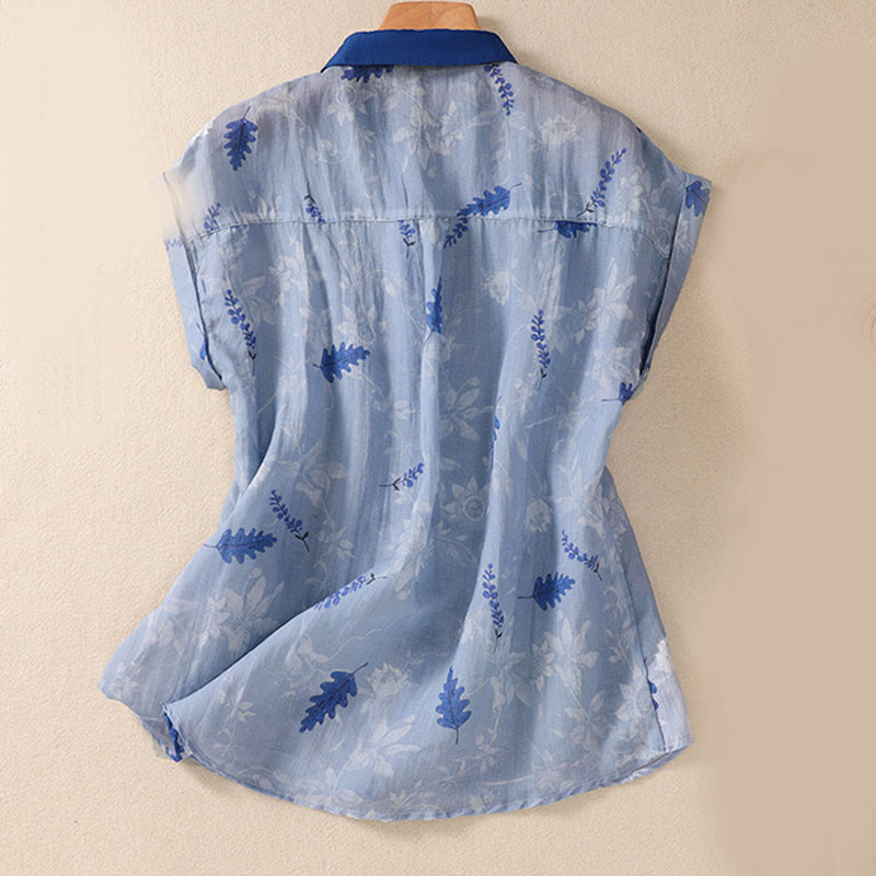 Buddha Stones Kleine Gelbe Blume Blätter Knöpfe Kurzarm Damen Shirt - image 10