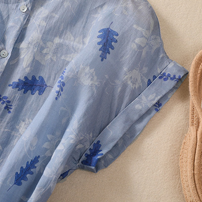 Buddha Stones Kleine Gelbe Blume Blätter Knöpfe Kurzarm Damen Shirt - image 13
