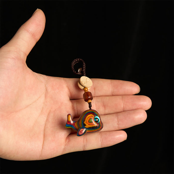 Buddha Stones Regenbogen Eukalyptus Delphin Geschnitzt Positive Schlüssel Kette Telefon Hängende Dekoration - image 3