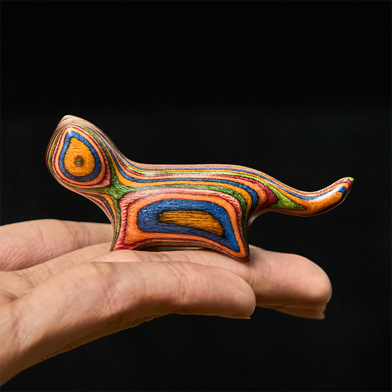 Buddha Stones, Mini-Regenbogen-Eukalyptus, gehende Katze, geschnitzt, reduziert Stress, Dekoration - Regenbogen-Eukalyptus-Katze 73,1*34,4*20 mm - image 1
