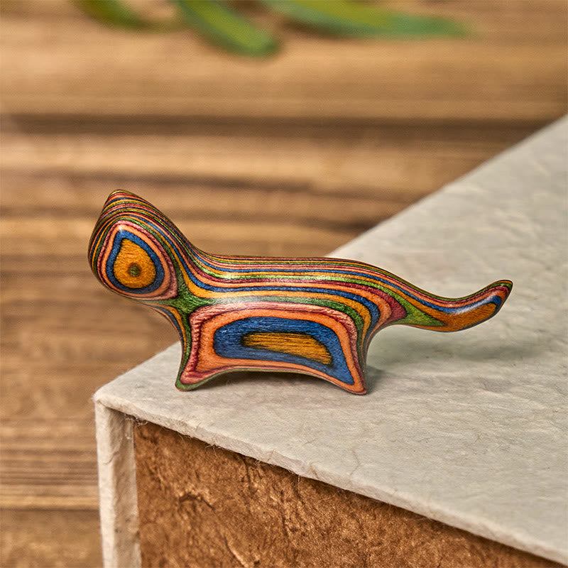 Buddha Stones, Mini-Regenbogen-Eukalyptus, gehende Katze, geschnitzt, reduziert Stress, Dekoration - image 1