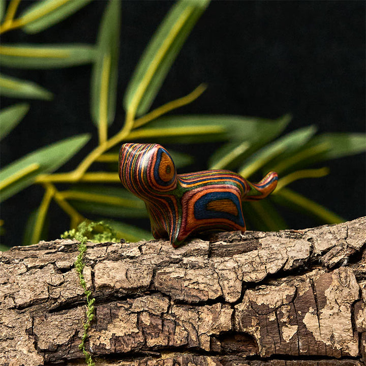 Buddha Stones, Mini-Regenbogen-Eukalyptus, gehende Katze, geschnitzt, reduziert Stress, Dekoration - image 6