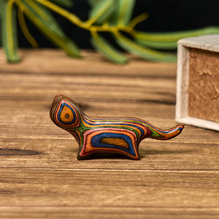 Buddha Stones, Mini-Regenbogen-Eukalyptus, gehende Katze, geschnitzt, reduziert Stress, Dekoration - image 4
