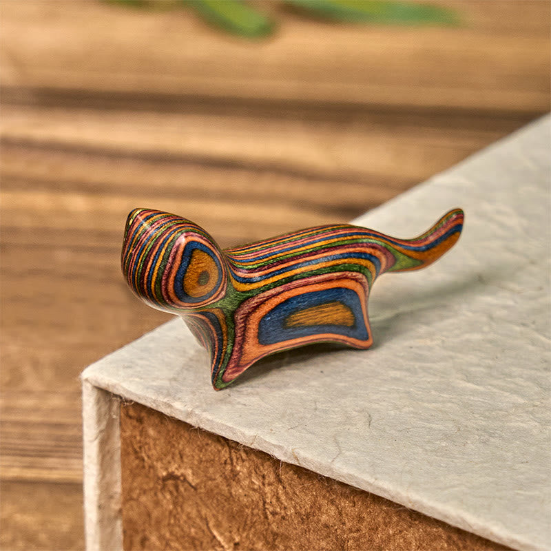 Buddha Stones, Mini-Regenbogen-Eukalyptus, gehende Katze, geschnitzt, reduziert Stress, Dekoration - image 3