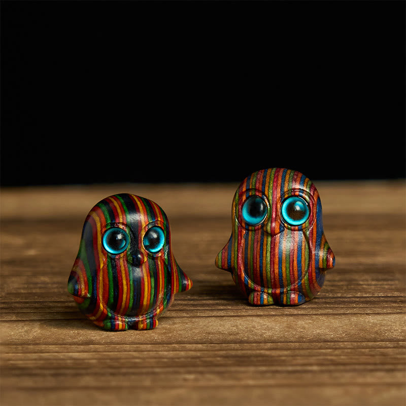 Buddha Stones 2Pcs Mini Regenbogen Eukalyptus Pinguin Geschnitzte Kreativität Dekoration - 2 Stücke Pinguin 28*26mm - image 1