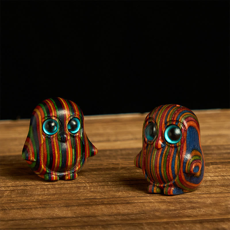 Buddha Stones 2Pcs Mini Regenbogen Eukalyptus Pinguin Geschnitzte Kreativität Dekoration - image 2