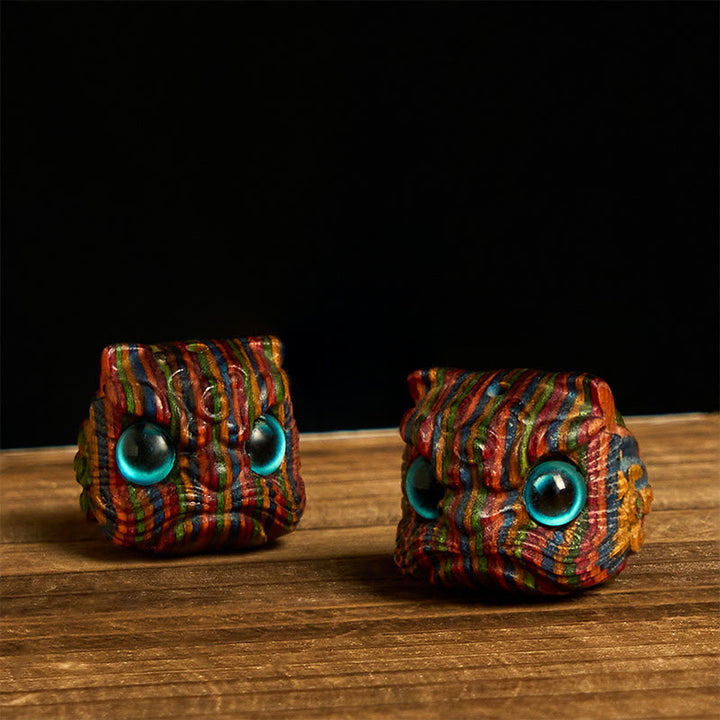 Buddha Stones, 2 Stück, Mini-Regenbogen-Eukalyptus, tanzender Löwe, geschnitzte Balance-Dekoration - 2 Stück tanzende Löwen 20*21mm - image 0