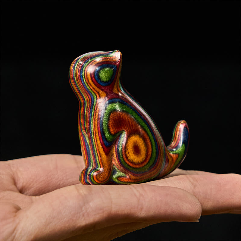 Buddha Stones, 2 Stück, Mini-Regenbogen-Eukalyptus, sitzende Katze, geschnitzt, reduziert Stress, Dekoration - image 5