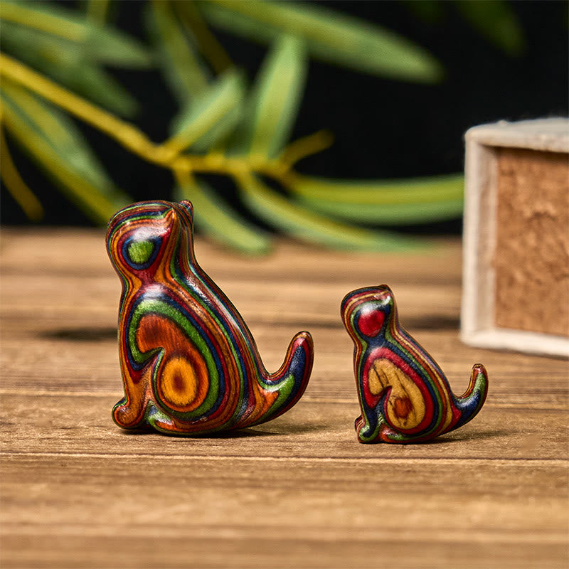 Buddha Stones, 2 Stück, Mini-Regenbogen-Eukalyptus, sitzende Katze, geschnitzt, reduziert Stress, Dekoration - image 2