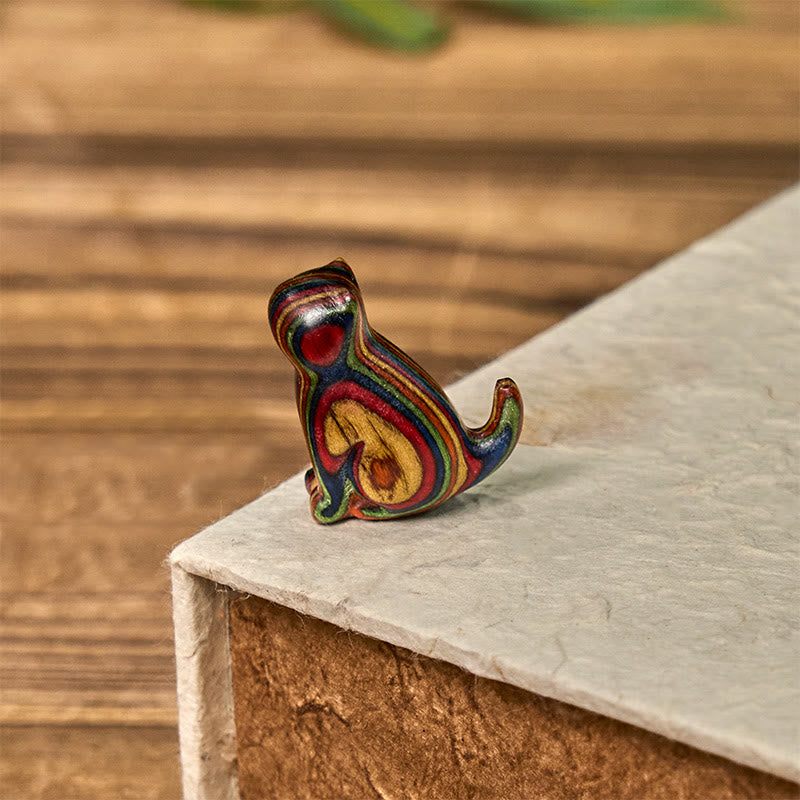 Buddha Stones, 2 Stück, Mini-Regenbogen-Eukalyptus, sitzende Katze, geschnitzt, reduziert Stress, Dekoration - image 10