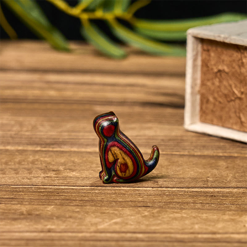 Buddha Stones, 2 Stück, Mini-Regenbogen-Eukalyptus, sitzende Katze, geschnitzt, reduziert Stress, Dekoration - image 11
