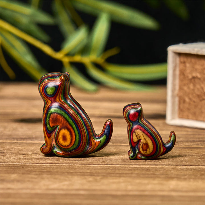 Buddha Stones, 2 Stück, Mini-Regenbogen-Eukalyptus, sitzende Katze, geschnitzt, reduziert Stress, Dekoration - image 1