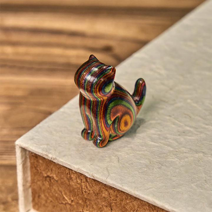 Buddha Stones, 2 Stück, Mini-Regenbogen-Eukalyptus, sitzende Katze, geschnitzt, reduziert Stress, Dekoration - image 12