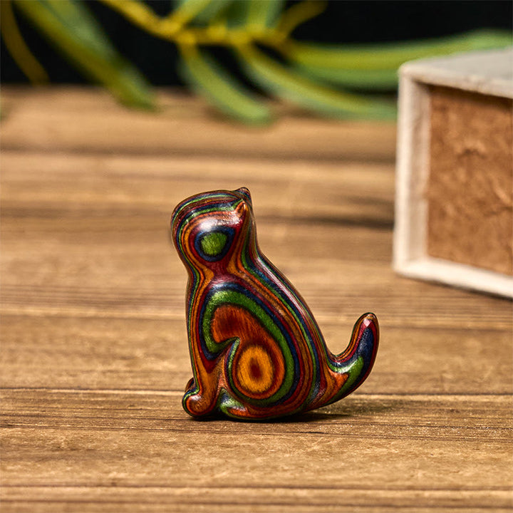 Buddha Stones, 2 Stück, Mini-Regenbogen-Eukalyptus, sitzende Katze, geschnitzt, reduziert Stress, Dekoration - image 10