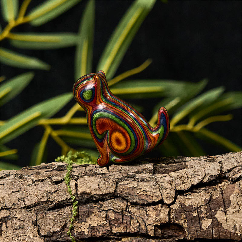 Buddha Stones, 2 Stück, Mini-Regenbogen-Eukalyptus, sitzende Katze, geschnitzt, reduziert Stress, Dekoration - image 15