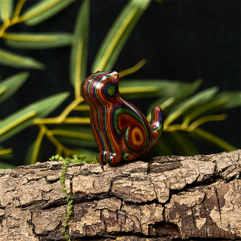 Buddha Stones, 2 Stück, Mini-Regenbogen-Eukalyptus, sitzende Katze, geschnitzt, reduziert Stress, Dekoration - image 17