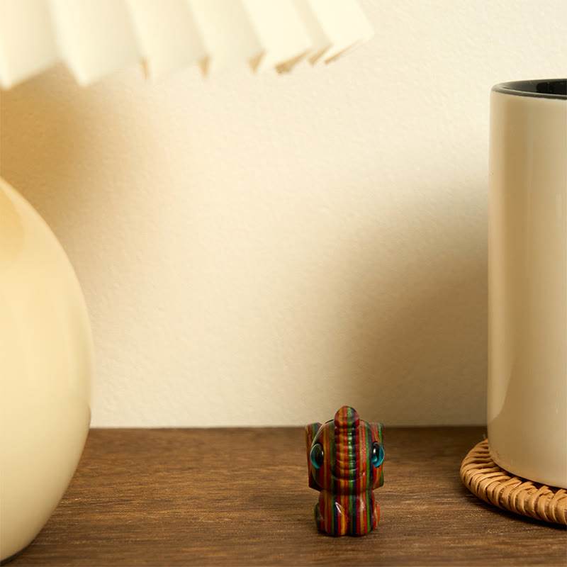 Buddha Stones, 2 Stück, Mini-Regenbogen-Eukalyptus-Elefant, geschnitzt, Stärke-Dekoration