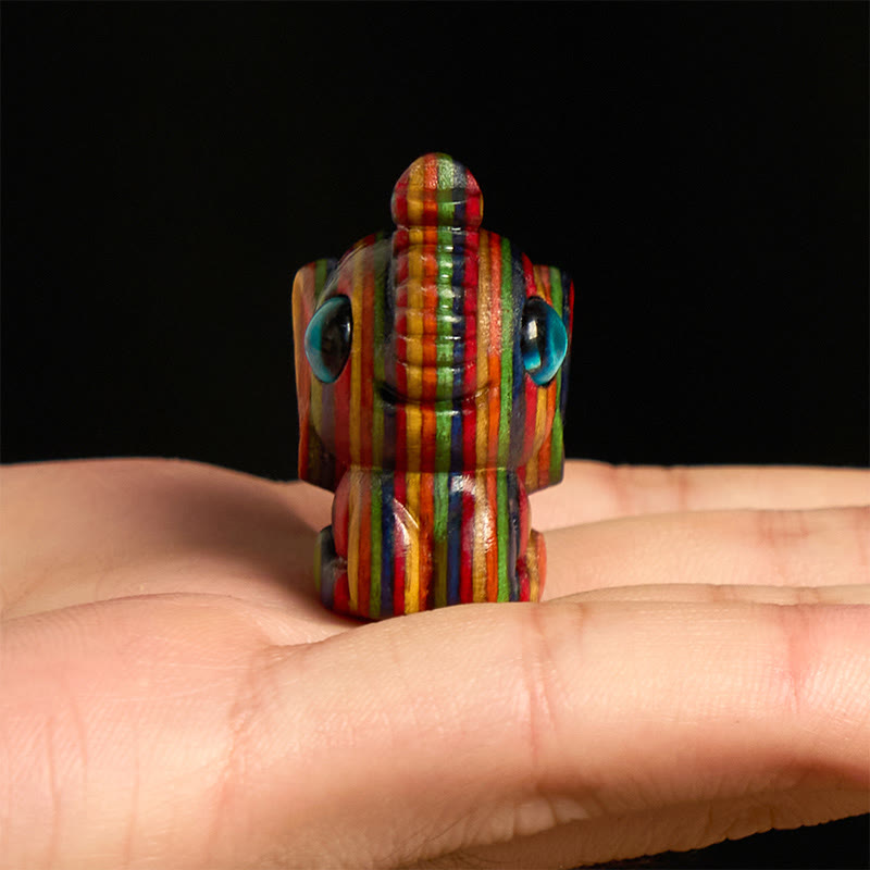 Buddha Stones, 2 Stück, Mini-Regenbogen-Eukalyptus-Elefant, geschnitzt, Stärke-Dekoration