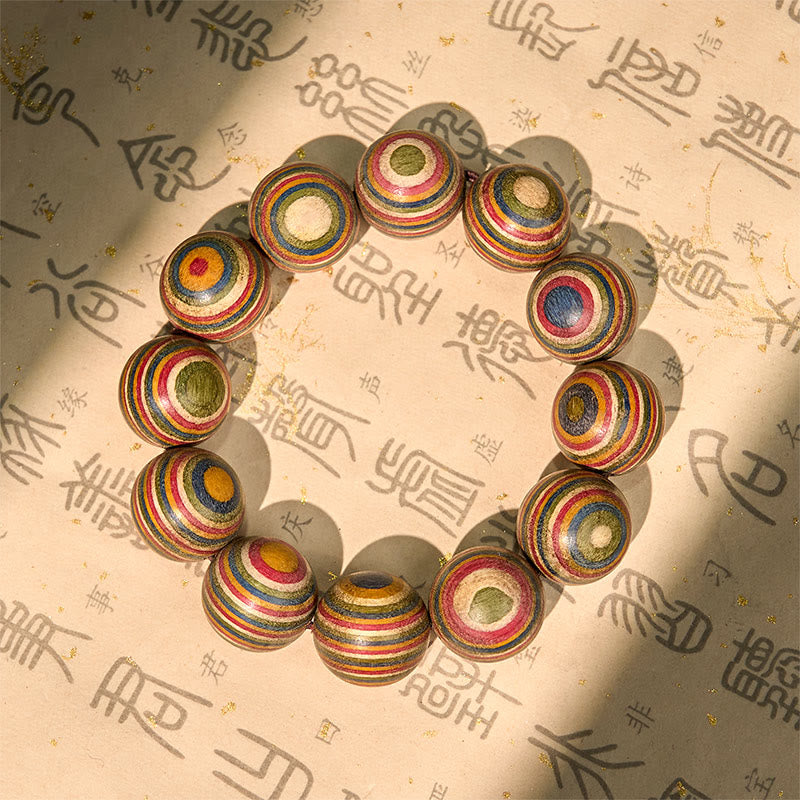 Buddha Stones Buntes Regenbogen-Eukalyptus-Balance-Armband - 20 mm (Handgelenkumfang 16–18 cm) - image 1