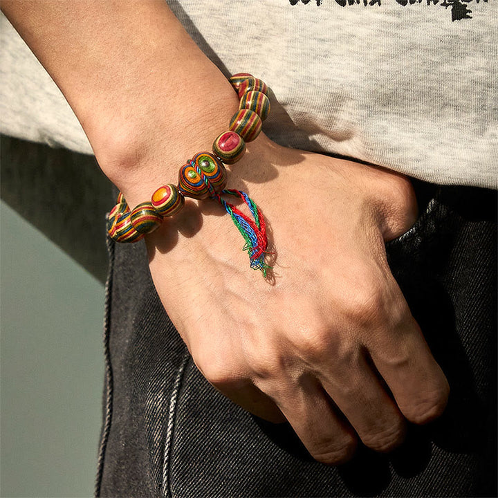 Buddha Stones Buntes Regenbogen Eukalyptus Kürbis Positives Armband - image 4