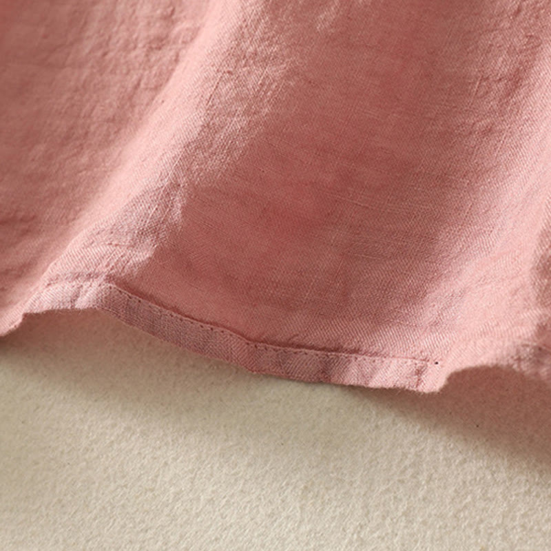 Buddha Stones Sommer-Hemd aus Baumwolle und Leinen mit roten Knöpfen, kurzärmelig, für Damen - image 12