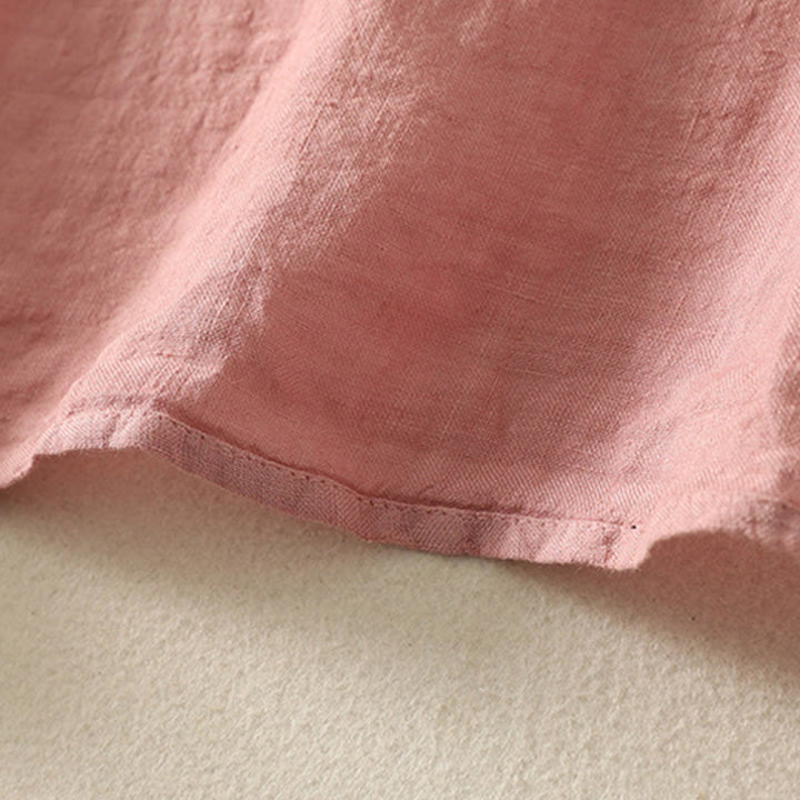 Buddha Stones Sommer-Hemd aus Baumwolle und Leinen mit roten Knöpfen, kurzärmelig, für Damen - image 12