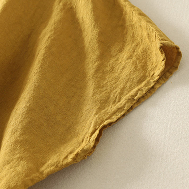 Buddha Stones Sommer-Hemd aus Baumwolle und Leinen mit roten Knöpfen, kurzärmelig, für Damen - image 17