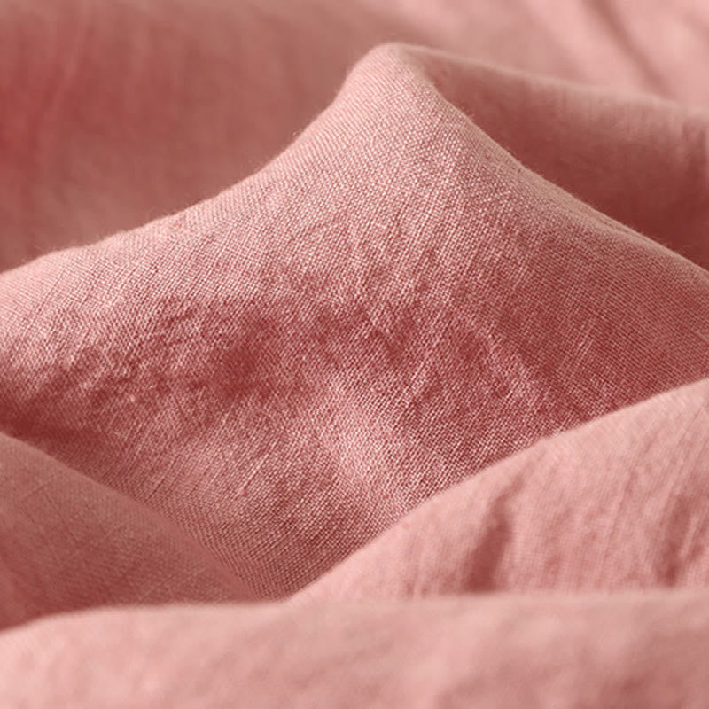 Buddha Stones Sommer-Hemd aus Baumwolle und Leinen mit roten Knöpfen, kurzärmelig, für Damen - image 9