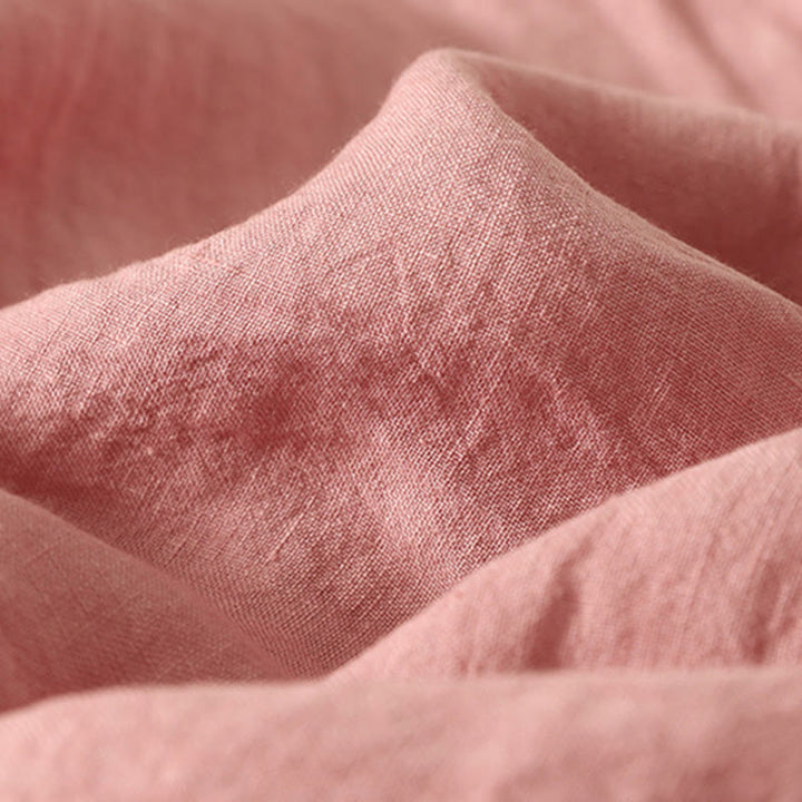 Buddha Stones Sommer-Hemd aus Baumwolle und Leinen mit roten Knöpfen, kurzärmelig, für Damen - image 9